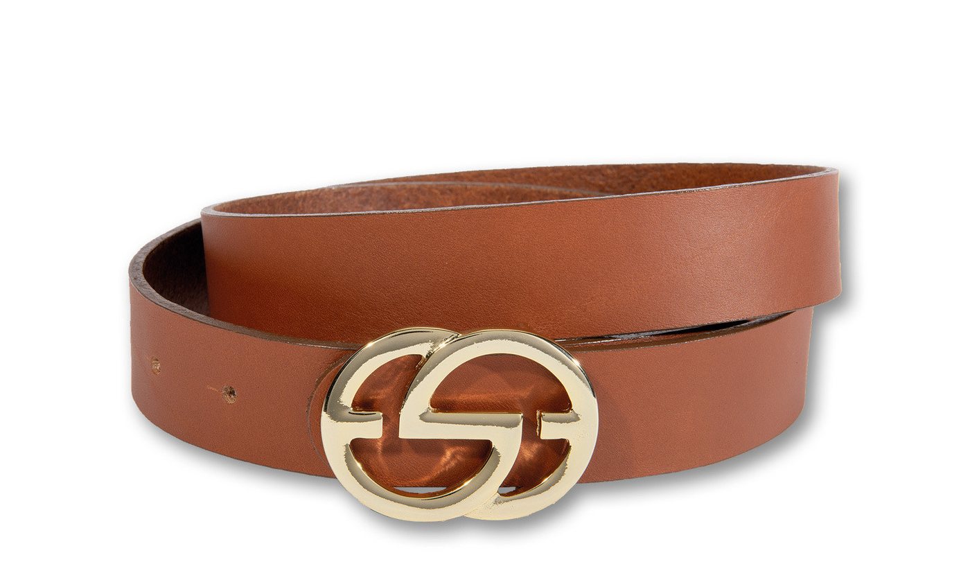 Silbergift Koppelgürtel Koppelgürtel mit effektvoller goldener Doppel-G-Schließe von Silbergift