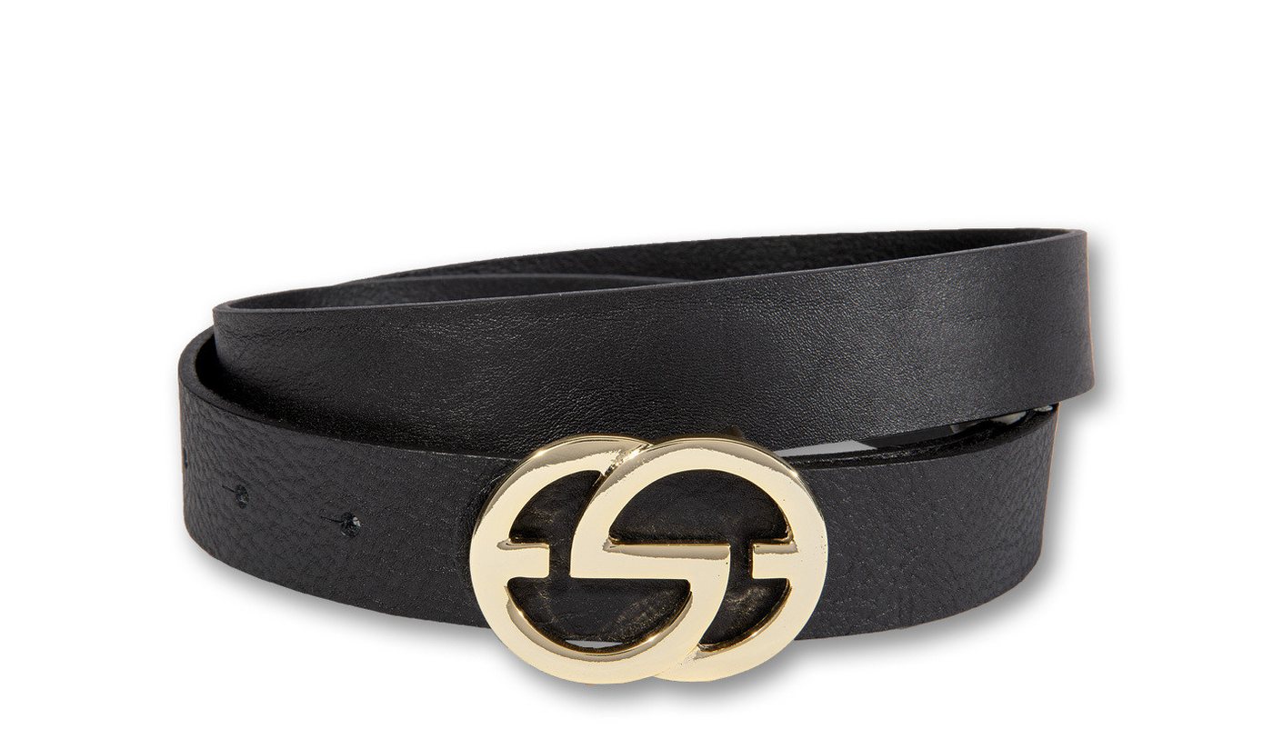 Silbergift Koppelgürtel Koppelgürtel mit effektvoller goldener Doppel-G-Schließe von Silbergift