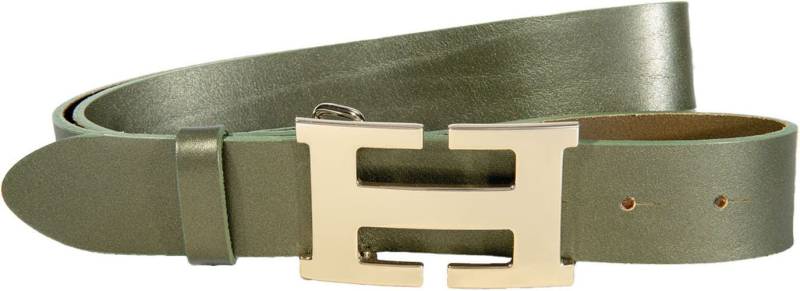 Silbergift Koppelgürtel mit grafischer goldfarbener Gürtelschnalle von Silbergift