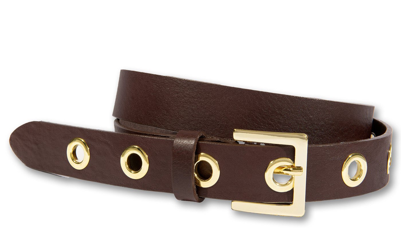 Silbergift Ledergürtel Ledergürtel mit eckiger Goldschließe & großen Metallösen von Silbergift