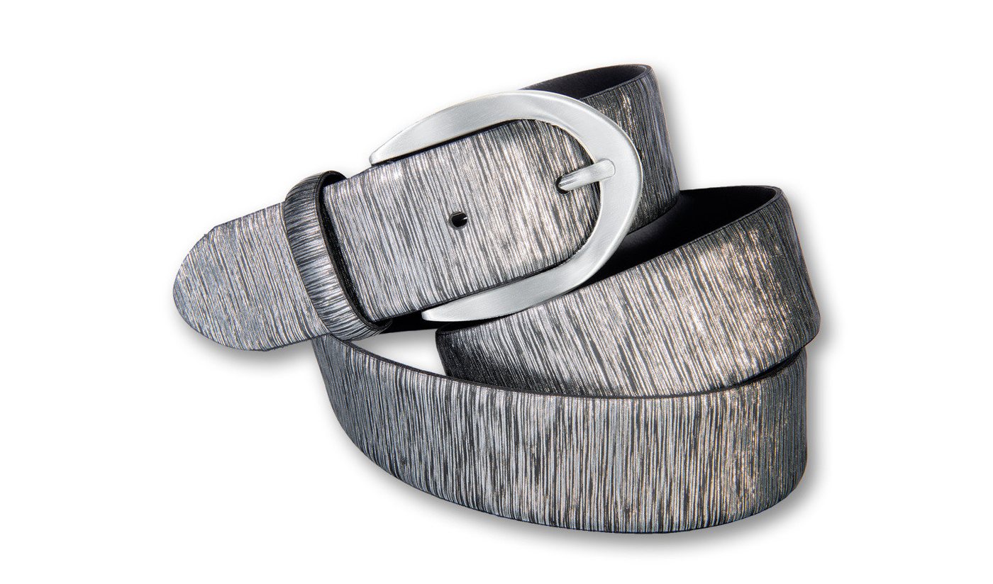 Silbergift Ledergürtel Ledergürtel mit metallischreflektierenden Stripes von Silbergift