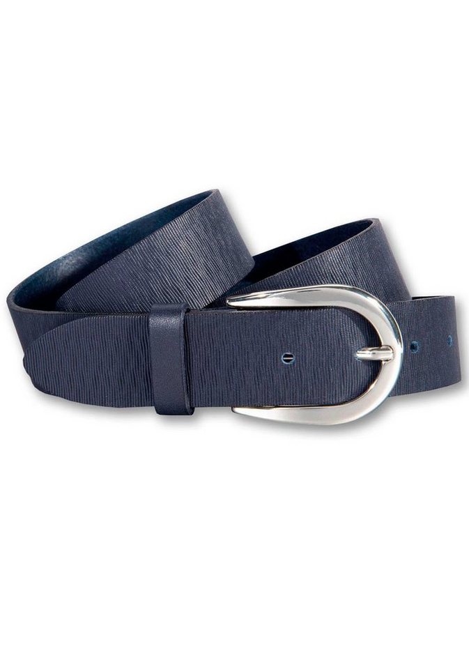 Silbergift Ledergürtel Schraffiert, Silber-Hufeisenschließe von Silbergift