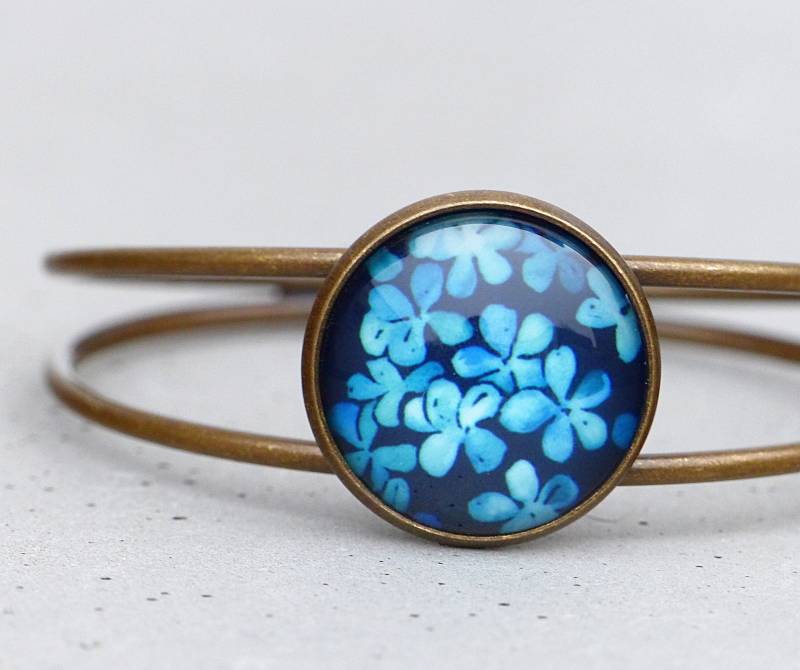 Armreif - Hortensienblüte von Silberglas