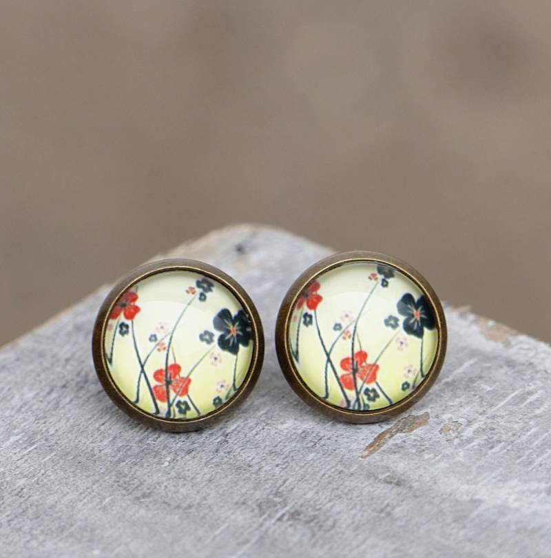 Blumenwiese Ohrstecker von Silberglas