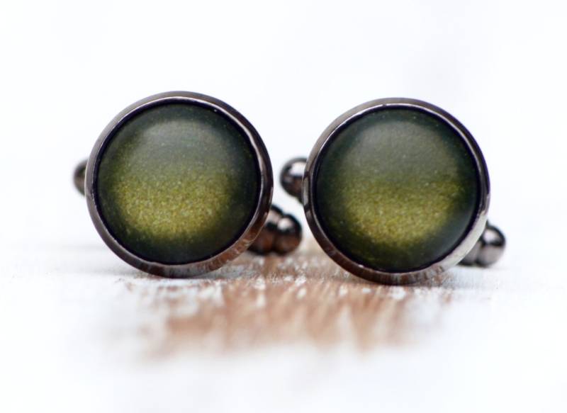Manschettenknöpfe - Army Grün von Silberglas