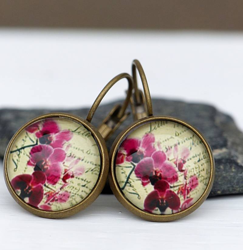 Orchideen - Ohrhänger von Silberglas