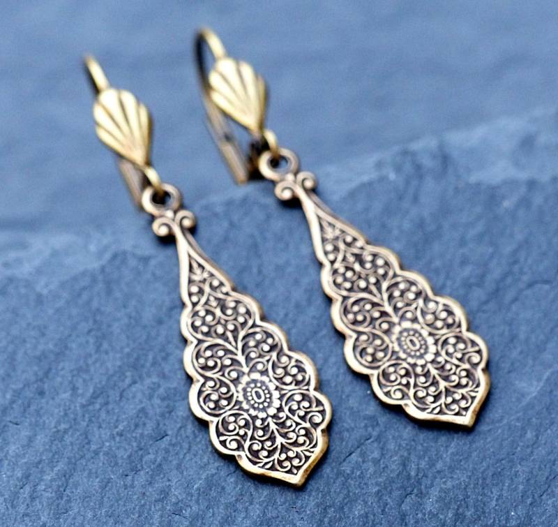 Vintage Messing Ohrhänger von Silberglas