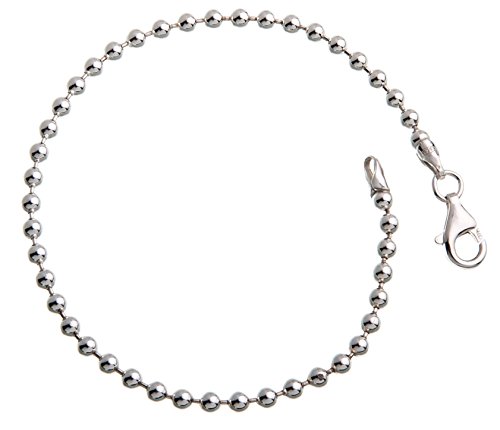 3mm Kugelkette Armband 925 Silber, Länge 16-25cm von Silberketten Store