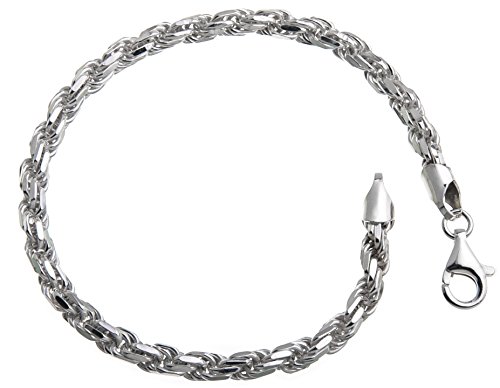 4,5mm Kordelkette Armband - 925 Sterling Silber, Länge 16-25cm von Silberketten Store