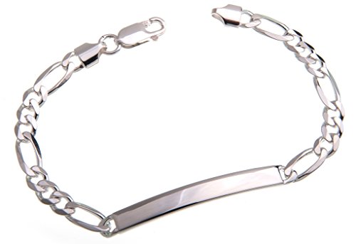 5,5mm Gravurarmband, ID Armband Figaro - 925 Silber, inkl. Gravur, Länge 16-23,5cm von Silberketten Store