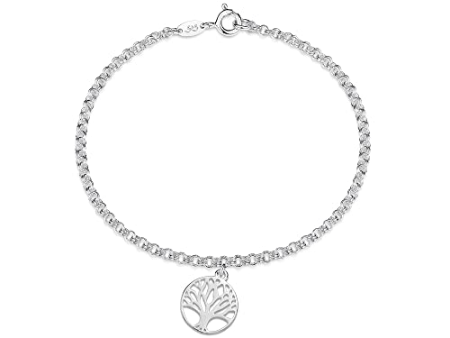 Armband Doppelerbskette 2,4mm Breite mit Anhänger Lebensbaum - 925 Silber, Länge wählbar von 16-23cm von Silberketten Store