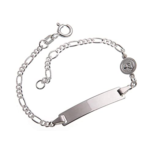 Silberketten Store Baby- & Kinder ID Armband mit Engel-Anhänger inkl. Gravur & Geschenksäckchen I aus 925 Silber gefertigt I nickelfrei für Allergiker geeignet I 10 Schriftarten I 12 cm von Silberketten Store