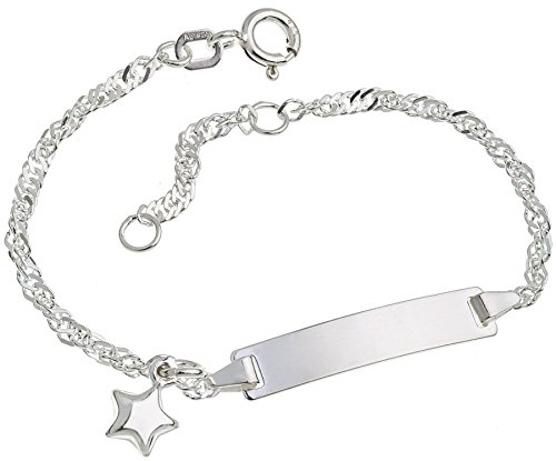 Silberketten Store Baby- & Kinder ID Armband Singapur mit Stern-Anhänger inkl. Gravur & Geschenksäckchen I aus 925 Silber I nickelfrei für Allergiker geeignet I 10 Schriftarten I 16 cm von Silberketten Store