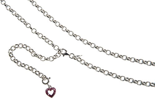 Bauchkette, Bikinikette Erbse mit Anhänger Herz rot - Breite 4mm - Länge wählbar 65-110cm - echt 925 Silber von Silberketten Store