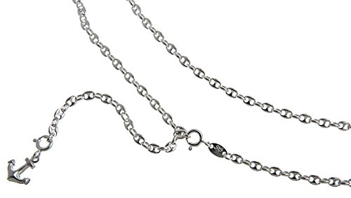 Bauchkette, Bikinikette Kaffeebohne mit Anhänger Anker - Breite 3,3mm - Länge wählbar 65-110cm - echt 925 Silber von Silberketten-Store