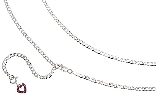 Bauchkette Bikinikette Panzer mit Anhänger Herz rot - Länge wählbar 65-110cm - echt 925 Silber von Silberketten Store