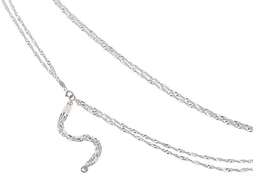 Bauchkettte Singapur 2reihig Hüftkette - Breite 2,3mm - 925 Silber Länge wählbar von 65cm-110cm von Silberketten-Store