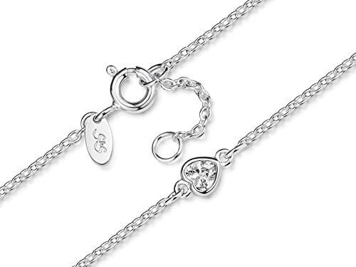 Edle Fußkette Erbse 1,6mm mit einem Herzanhänger in der Mitte - echt 925 Silber, Länge wählbar von 23-30cm von Silberketten Store