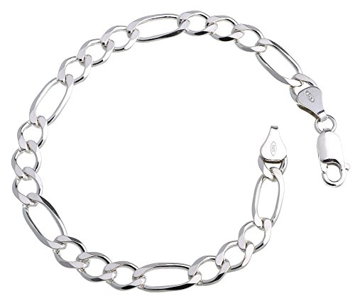 Figarokette Armband 6,5mm - Länge 22cm, 925 Silber von Silberketten Store