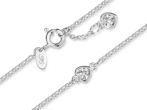 Fußkette Erbse 1,6mm mit zwei kleinen Herzen - echt 925 Silber, Länge wählbar von 23-30cm von Silberketten Store