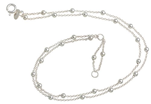 Fußkette Erbse mit Kugeln 2reihig - 1,3mm Durchmesser - 925 Silber, Länge wählbar von 23-30cm von Silberketten Store