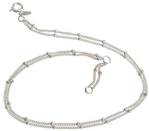 Fußkette Panzer 1,3mm mit Kugeln, 2reihig - Länge wählbar 23-30cm - echt 925 Silber von Silberketten Store