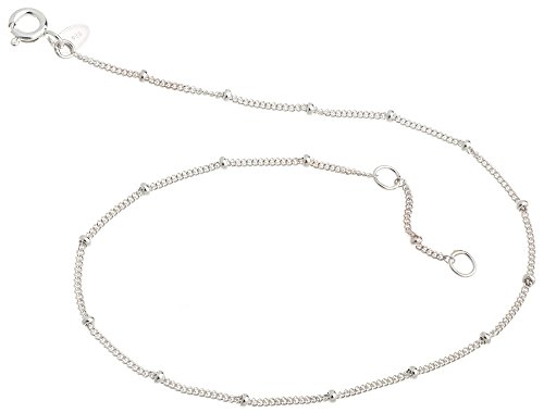 Fußkette Panzer 1,3mm mit Kugeln - Länge wählbar 23-30cm - echt 925 Silber von Silberketten Store