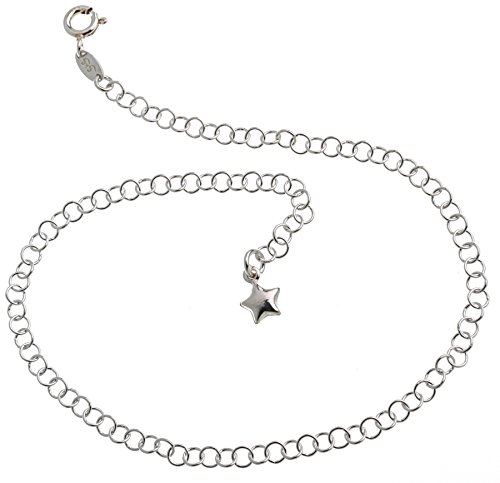 Fußkette Silber (Erbskette) mit Sternanhänger - 3,5mm Breite - Länge wählbar 23-30cm - echt 925 Silber von Silberketten Store