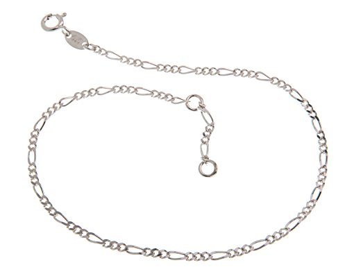 Fußkette Silber (Figaro) - 2,2mm Breite - Länge 23cm - echt 925 Silber von Silberketten-Store