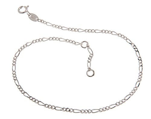 Fußkette Silber (Figaro) - 2,2mm Breite - Länge 24cm - echt 925 Silber von Silberketten-Store