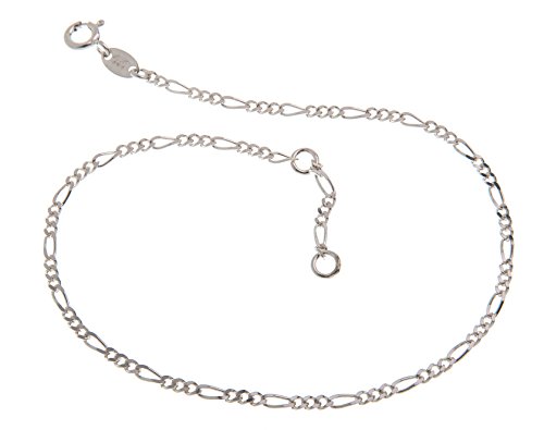 Fußkette Silber (Figaro) - 2,2mm Breite - Länge 27cm - echt 925 Silber von Silberketten Store
