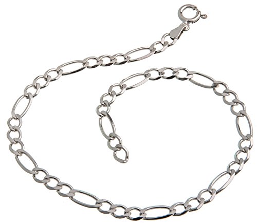 Fußkette Silber (Figarokette) - 4,5mm Breite, Länge 28cm - echt 925 Silber von Silberketten-Store