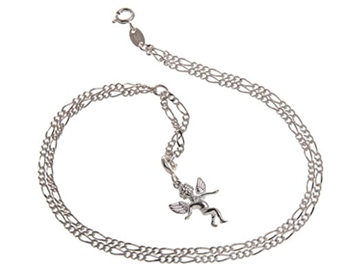 Fußkette Silber (Panzer) mit kleiner Elfe - 2,2mm Breite, Länge 25cm - echt 925 Silber von Silberketten Store