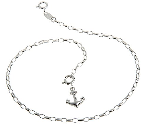 Fußkette Silber (Rundankerkette) mit Anhänger Anker - 2,3mm Breite - Länge wählbar 23-30cm - echt 925 Silber von Silberketten Store