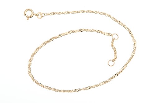 SILBERKETTEN STORE DEIN SCHMUCK ONLINE SHOP Fußkette Singapur - 1,8mm Breite - Länge wählbar 23-30cm - echt 333 Gold von SILBERKETTEN STORE DEIN SCHMUCK ONLINE SHOP