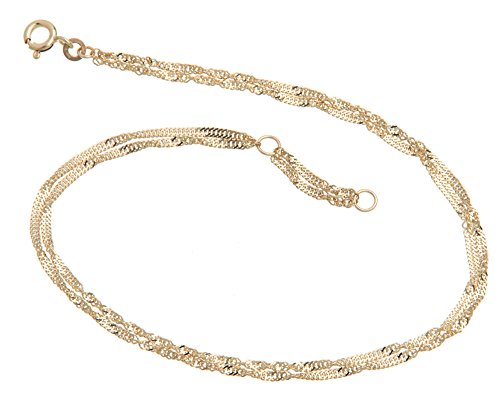 SILBERKETTEN STORE DEIN SCHMUCK ONLINE SHOP Fußkette Singapur 2reihig - 1,8mm Breite - 333 Gelbgold, Länge wählbar von 23-30cm von SILBERKETTEN STORE DEIN SCHMUCK ONLINE SHOP