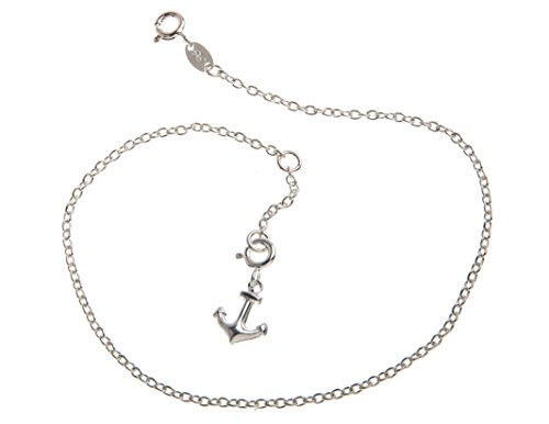Fußkette - echt 925 Silber - Erbskette mit Anhänger Anker - 2mm Breite, Länge 30,cm von Silberketten Store