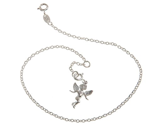 Fußkette mit Anhänger Elfe - Erbskette, 2mm Breite - echt 925 Silber - Länge 26cm von Silberketten Store