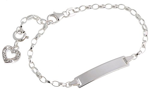 ID-Gravurarmband mit Herz, 925 Silber, inkl. Gravur, 16cm universell verstellbar von SILBERKETTEN STORE DEIN SCHMUCK ONLINE SHOP