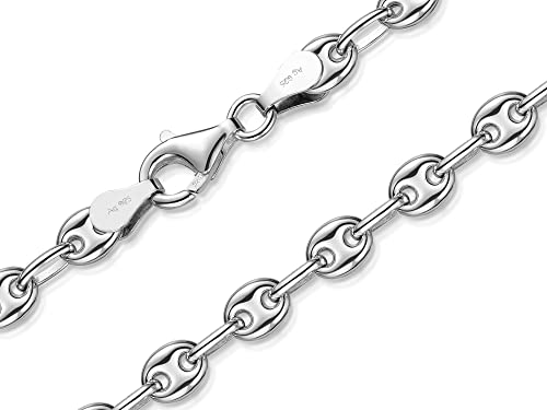 Kaffeebohnenkette 5mm, Silberkette - echt 925 Silber, viele Längen zur Auswahl von Silberketten Store