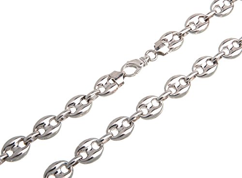 Kaffeebohnenkette Silberkette Breite 11,5mm - 925 Silber Länge wählbar von 40cm-100cm von Silberketten Store