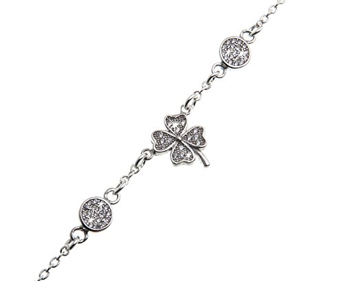 Kette mit Anhängern Kleeblatt/Kreise mit Zirkonia - Länge wählbar 40-60cm - echt 925 Silber von Silberketten Store