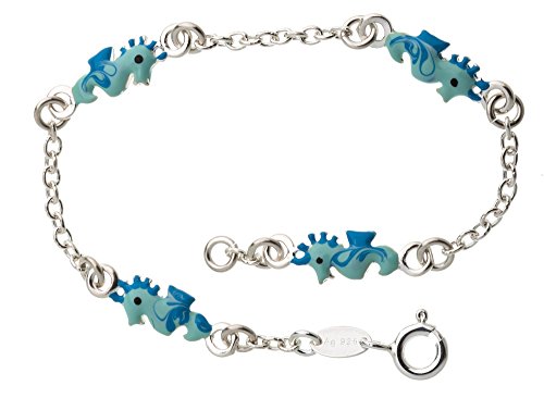 Kinder-Armband mit 4 Seepferden - massiv 925 Silber, Länge von 11-17cm von Silberketten Store