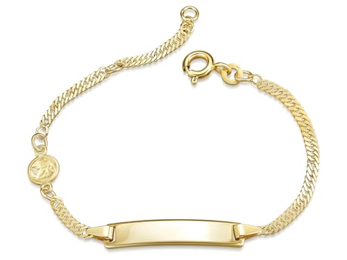 Kinder und Baby Gravurarmband mit Schutzengel - echt 333 Gold, Länge wählbar von 12-16cm - inkusive Gravur von Silberketten Store