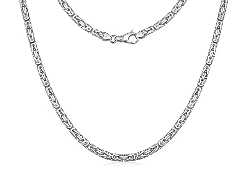 Silberketten Store Königskette 925 Silber Herren 5 mm Stärke I Männer Silberkette mit Karabiner Verschluss I Panzerkette Herren vierkant hochglanz von Silberketten Store