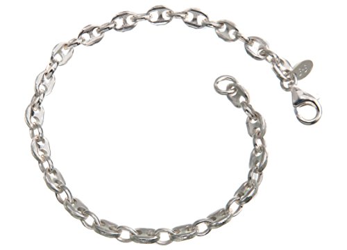 Massives 5mm Kaffeebohnenarmband - echt 925 Silber, Länge 19cm von Silberketten Store