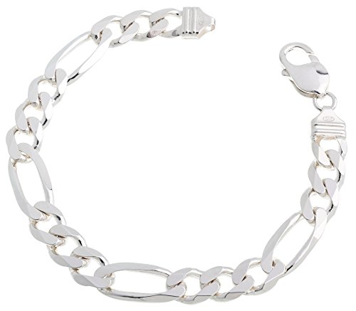 Massives Figarokette Armband 9mm Breite - 925 Silber, Länge wählbar 16-25cm von Silberketten Store