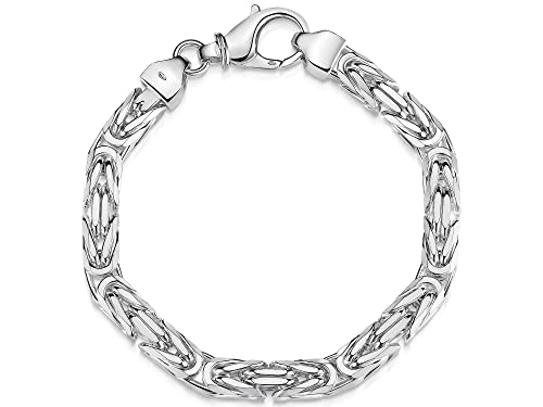 Silberkettenstore Königskette aus echtem 925 Sterling Silber in 21 cm Länge I vierkant Herren-Armband in 8 mm Stärke I stabiles Silber Armband Männer I mit Karabinerverschluss von SILBERKETTEN STORE DEIN SCHMUCK ONLINE SHOP