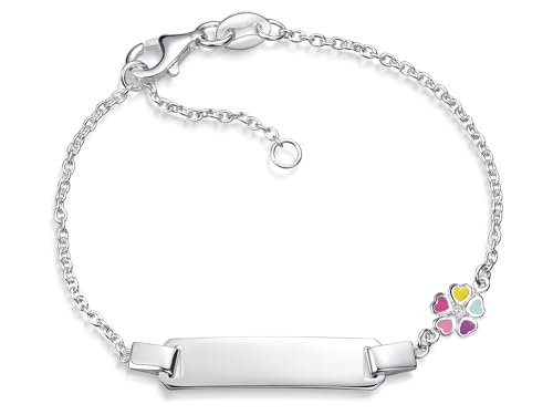 SILBERKETTEN STORE DEIN SCHMUCK ONLINE SHOP Kinder/Baby Gravur-Armband Erbse 1,5mm mit Blume |inklusive Gravur | echt 925 Silber von Silberketten Store