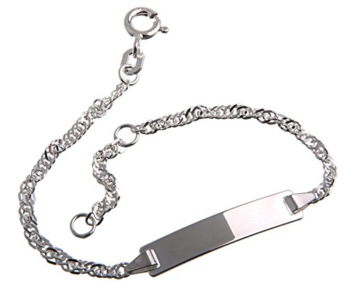 Silberketten Store Baby- & Kinder ID Armband Singapur inkl. Gravur & Geschenksäckchen I aus 925 Silber gefertigt I nickelfrei für Allergiker geeignet I 10 verschiedene Schriftarten I 15 cm von Silberketten Store